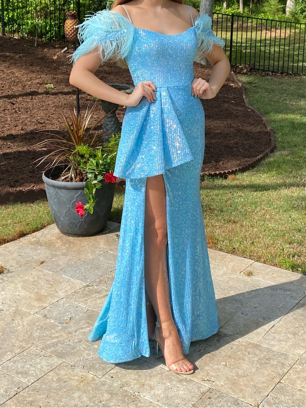 Sherri Hill 55001 Prom Dress Worn Once Size 2 Removable Feathers